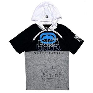 Ecko Unltd World Famous Short Sleeve Color block Hoodie Mens Streetwear NWT